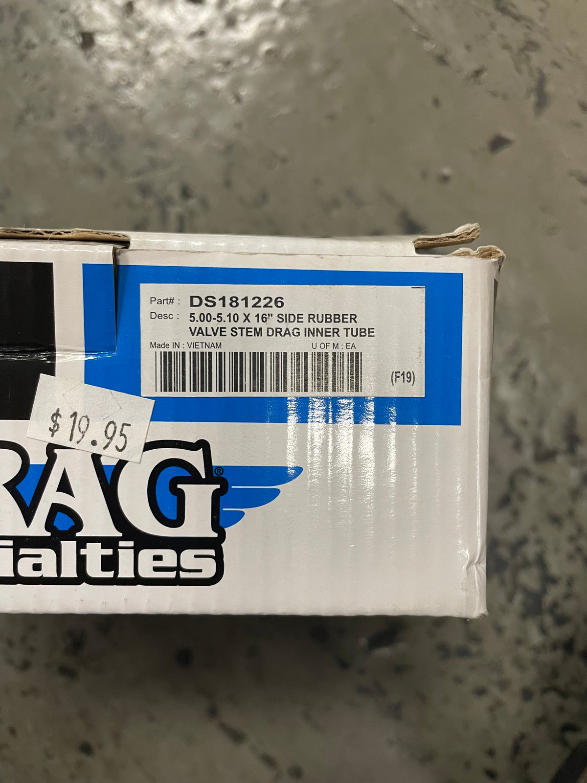 DS181226 5.00-5.10 X 16" Side Rubber Valve Stem Drag Inner Tube