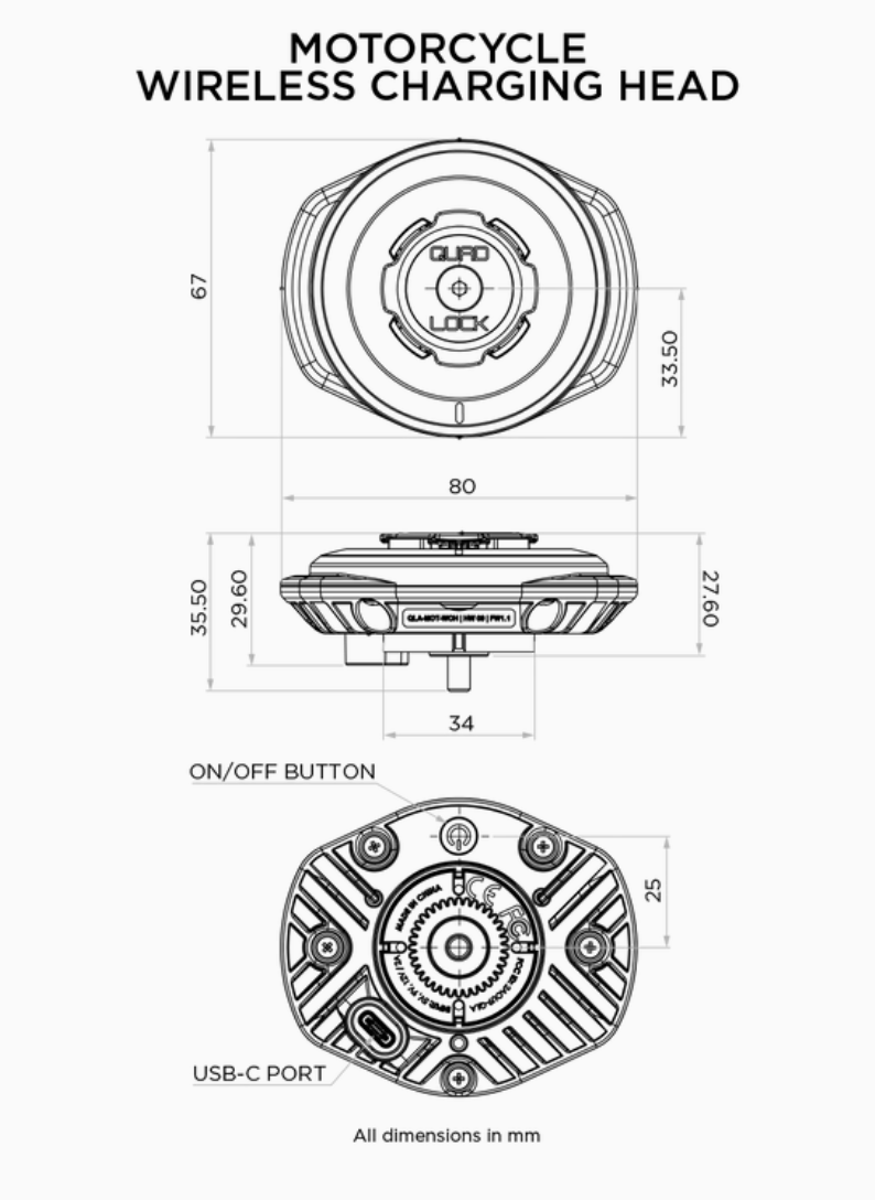 Quad lock wireless charging head motorcycle deals